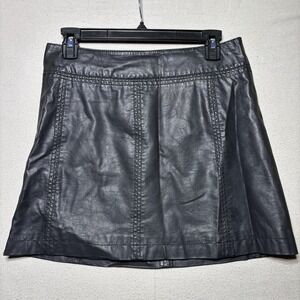 Free People Mini Skirt Womens 6 Faux Leather Black Biker Soft Grunge Biker